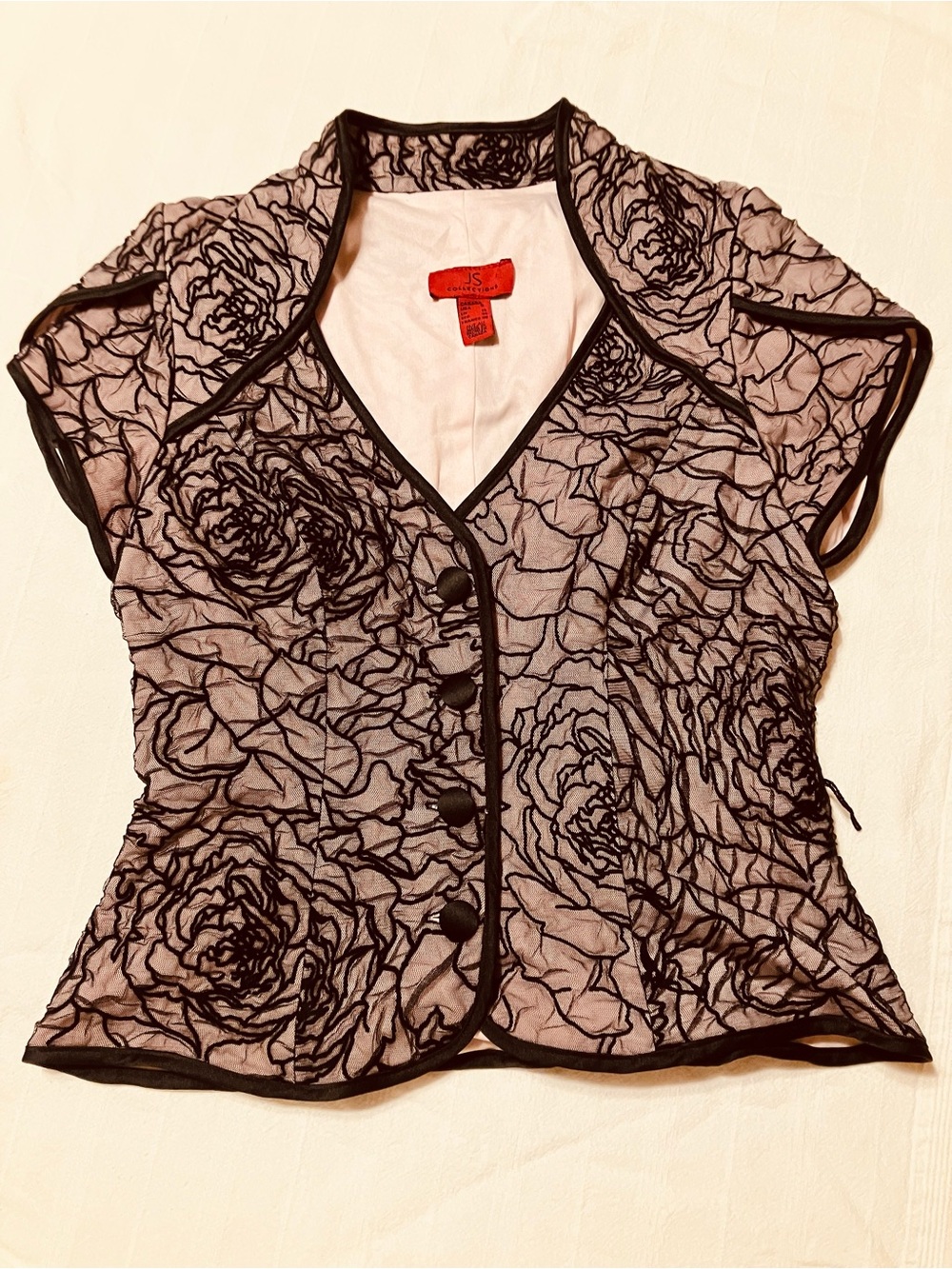 JS Collections Vintage Y2K Rose Mesh Blouse - Size Small - Made in Canada